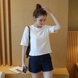 纯色短袖t恤女学生宽松夏装韩版半袖短款t恤女白色女装夏季上衣潮