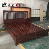 新中式家具专业定制水曲柳实木双人床酒店别墅婚床样板间雕刻大床