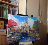 爆款数字油画梦幻古堡风景diy手绘欧式城堡大幅客厅卧室装饰画