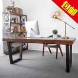 美式复古铁艺实木书桌简约办公桌写字台家用工作台简易台式电脑桌
