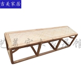 老榆木长条凳餐桌凳席面方凳简约创意实木小板凳子中式家用换鞋凳
