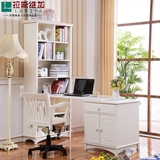 韩式田园电脑桌 书桌 写字台 转角书桌 实木书台 书桌带书架组合