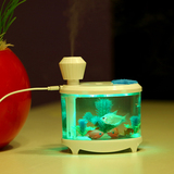 USB桌面迷你加湿器鱼缸灯办公室多功能加湿器水族生态小金鱼缸