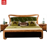非洲乌金木床1.8米真皮靠背 胡桃木双人床特价婚床北欧纯实木床