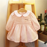 春新韩范女宝宝娃娃领棉质公主裙 0-3岁婴儿长袖可爱连衣裙子