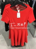 H&M HM 女装专柜正品代购 3月 红黑色条纹短袖连衣裙 8折0376472