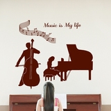 音乐墙贴弹钢琴女孩贴纸大提琴墙纸音乐教室装饰五线谱帖饰