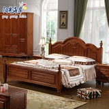 美式乡村地中海床实木家具仿古做旧高端实木家具双人床1.5米1.8米