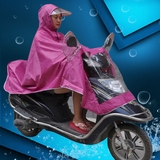电瓶车摩托车自行车成人雨披时尚透明帽檐雨衣加大加厚单人雨披