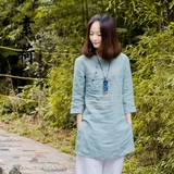 素荷原创亚麻中式 中国风女装夏装 唐装民族风 衬衫 上衣