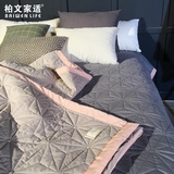 柏文家 可机洗绗缝四季床盖 简约北欧纯色撞色床单床垫绗缝被子
