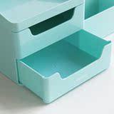 聚可爱 得力多功能收纳盒笔筒韩国创意时尚办公桌面塑料收纳盒