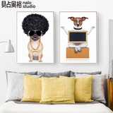 狗生得意 北欧双联卧室床头装饰画墙上挂画家庭壁画动物客厅墙画