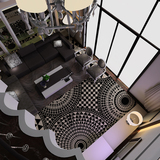 洗手间地砖防水3D装饰贴画酒店餐厅防滑地贴画卧室地板贴纸黑白圆