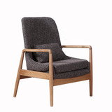 年终大促北欧橡木单人沙发椅子宜家休闲实木布艺咖啡椅客厅简约