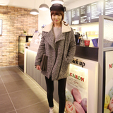 2016年冬季韩版最新款宽松气质羊羔毛时尚翻领呢大衣外套潮女