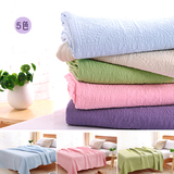 纯棉床盖绗缝被空调被夏凉薄被子纯色紫色蓝色米色粉色绿色单双人