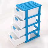 2016禧天龙学院风环保塑料四层收纳柜 储物柜 整理柜 蓝白色柜子