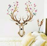 梅花鹿墙贴卧室床头创意壁画墙上装饰品客厅贴画沙发背景墙壁贴纸