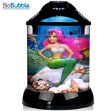 Biobubble小型桌面观赏鱼缸水族箱亚克力生态造景欧式2加仑金鱼缸