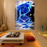玫瑰钻石画新款客厅卧室蓝色妖姬满钻5D全贴魔方圆钻十字绣钟表