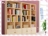 超大容量实木书柜书架储物柜松木组合书架带柜门儿童收纳展示柜