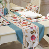 混纺植物花卉桌旗桌垫茶几布棉麻桌布地中海风格ZQ1805