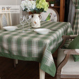 格子美式乡村椅套棉麻台布桌旗茶几布长方形餐桌布布艺
