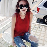 韩国代购小吊带背心女夏季工字无袖人造棉打底衫短款中长外穿宽松