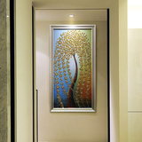 发财树肌理油画欧式手绘过道壁画抽象客厅高档装饰画玄关单幅挂画