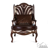 新古典沙发椅 欧式实木休闲椅洽谈椅美式古典单人老虎椅法式简约