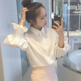 2016春季新款韩版女装甜美百搭学院风泡泡袖长袖衬衫学生内搭衬衣