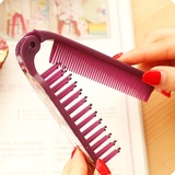 日本可爱塑料折叠便携随身宽齿按摩保健小梳子防静电梳卷发干发梳
