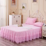 女孩公主蕾丝床裙单件席梦思保护套床罩双人 1.5/1.8粉色紫色蓝色