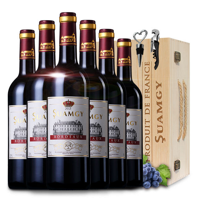 【送礼佳品】法国原瓶进口皇冠波尔多aoc送松木箱
