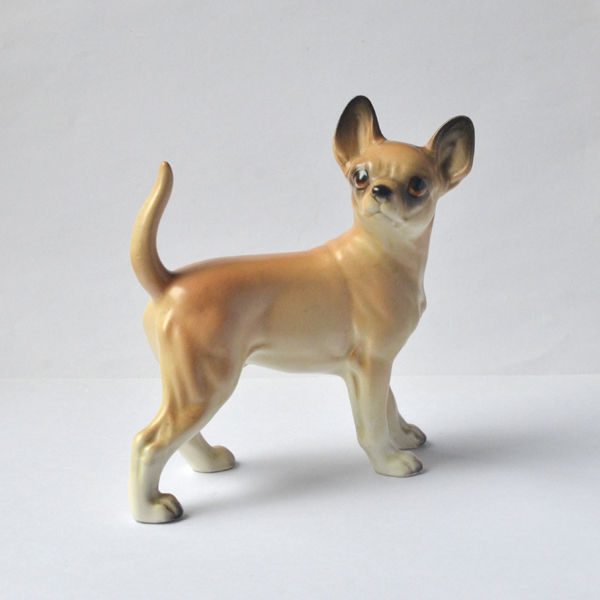 1970 年吉娃娃陶瓷狗老摆件