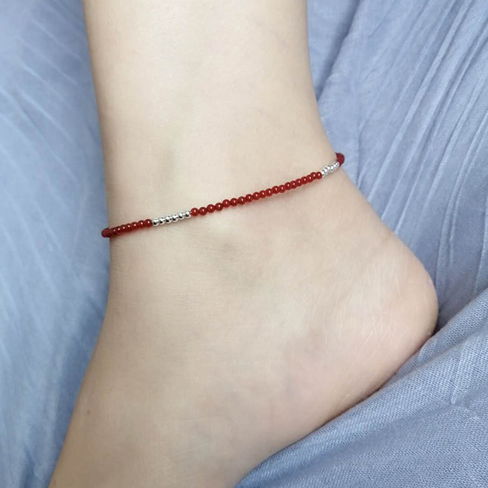 Moonstone red String Foot Chain Anklet Ankle Bracelet Jewelry Women Girls Hand Woven Rope About Retro Department Student Girlfriends Black Rope