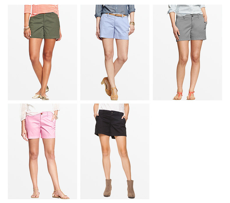 old navy正品代购 率性多色可选舒适中腰棉质休闲短裤|女装952588