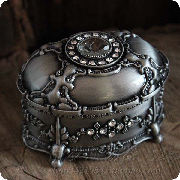 俄罗斯复古典锡制首饰盒金属欧式锡器工艺品小号珠宝饰品盒子