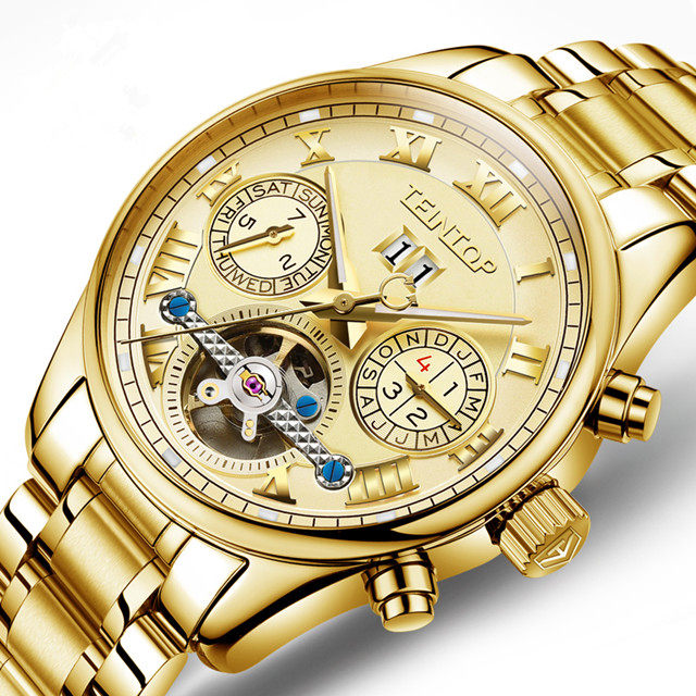 天陀爆款高档夜光防水机械男表