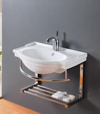 5060简约陶瓷支架盆挂墙式洗手盆洗面盆洗脸盆洗漱盆送下水器