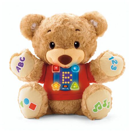 费雪英文声光学习泰迪熊 早教闪屏小熊玩具