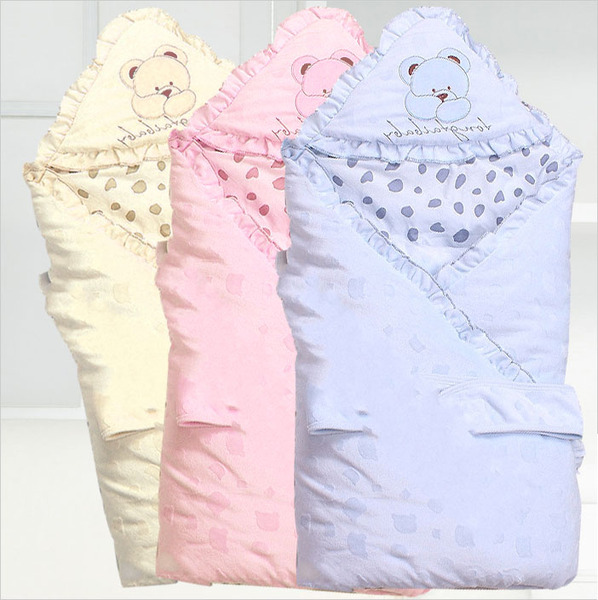 童泰10370 水晶绒秋冬抱被婴儿宝宝抱毯 超大超厚款 可脱内胆1米