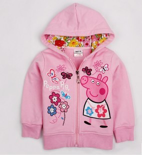 佩佩猪童装peppa pig女童外套纯棉外贸女童连帽春秋款外套f4329