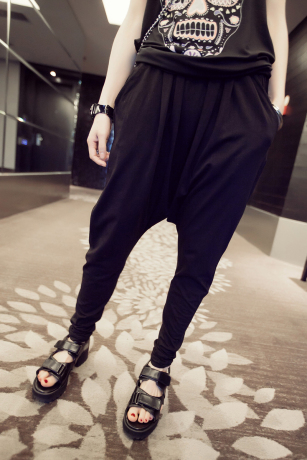 29【甜心家】2014夏装新款女装港味街头风棉质掉档小脚哈伦裤