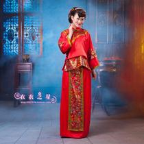中式结婚礼服 时尚 秀禾服 红色敬酒服 回门服装 秋冬款 新娘