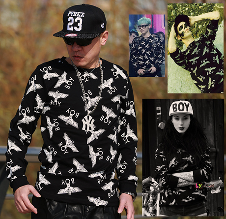 原宿潮牌bboy酷爱男款hiphop长袖t恤纯棉嘻哈滑板韩版权志龙pyrex