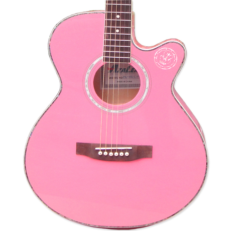 正品杜鹃花女生粉色吉他 民谣吉他粉红色40寸 木吉他 区域包邮