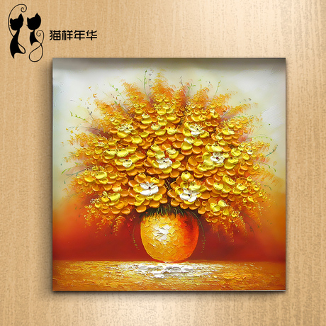 无框画发财树挡电表箱客厅玄关餐厅装饰画壁画单幅挂画仿油画墙画
