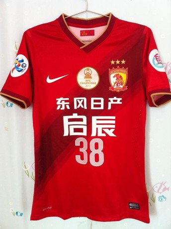 新款广州恒大球衣2014 主场 恒大亚冠球员版足球服 38号吉拉迪诺